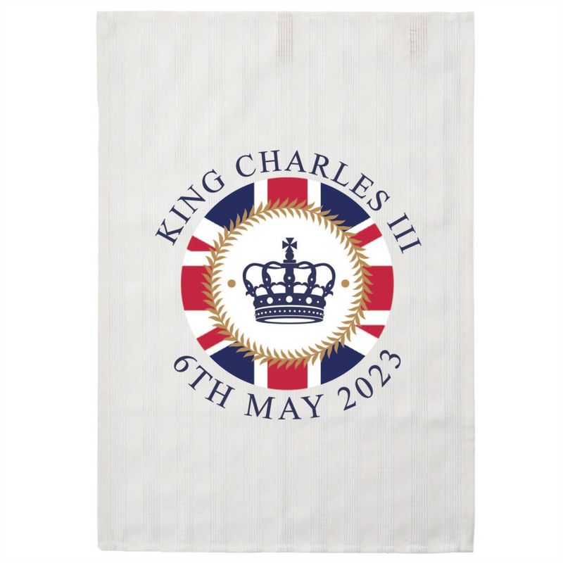 King Charles III Tea Towel Made In UK - Union Jack