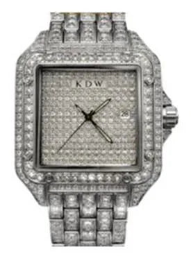 NY London Mens Fashion Bling Assorted Watch Dated Square Silver Dial Silver Bracelet Watch