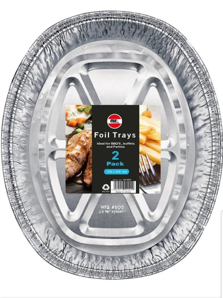 Deep Oval Aluminum Foil Tray Kitchen Home Serving Tray 2 Pack