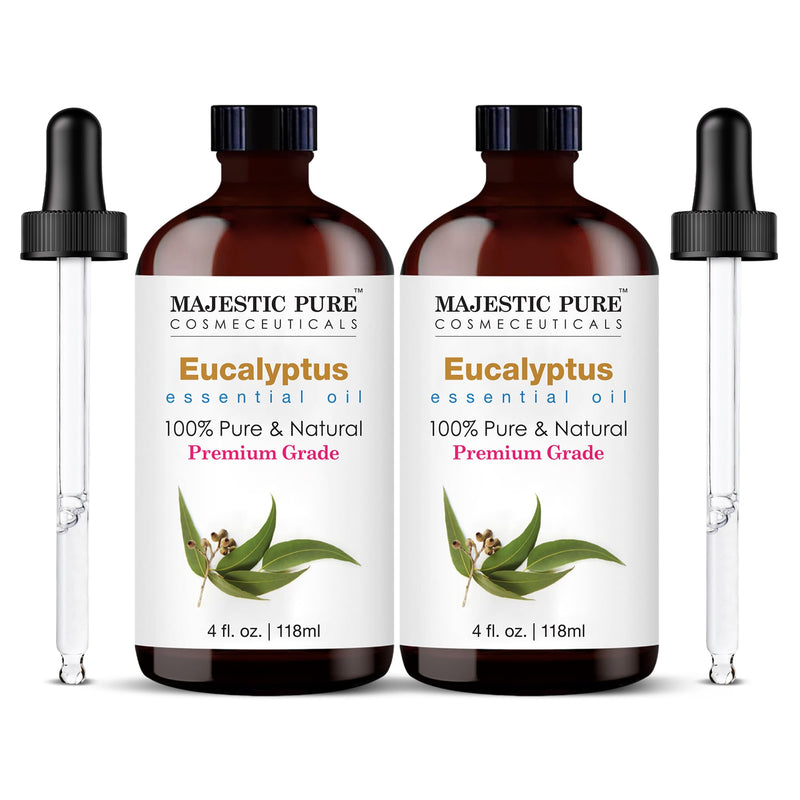 Majestic Pure Eucalyptus Essential Oil – 100% Pure & Natural, Glass Dropper, 4 oz 2-Pack