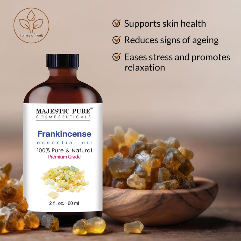Majestic Pure Frankincense Essential Oil - 100% Pure & Natural, 2 Fl Oz, Glass Dropper