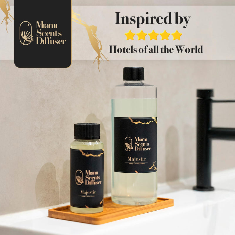 Majestic Scent Inspired by La Réserve Paris Hotel 4 Fl Oz - 120 ml Essential Oils Aroma for Home Office Business Diffuser Luxury Fragance Refill Aromatherapy Fresh Blend of Orange Vanilla and Amber.