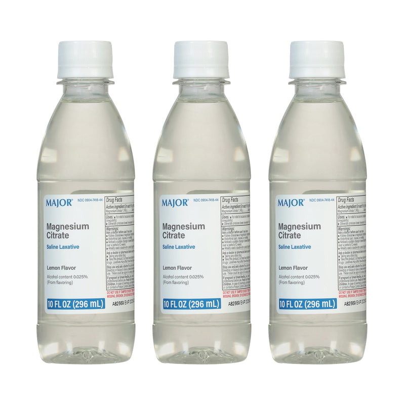 Major Magnesium Citrate Saline Laxative – Lemon Flavor, 10 fl oz (3 Pack)