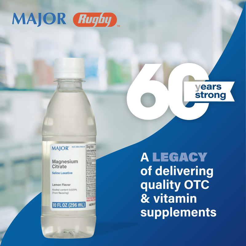 Major Magnesium Citrate Saline Laxative - Lemon Flavor, 10 Fl Oz (1 Pack) | Major Pharmaceuticals