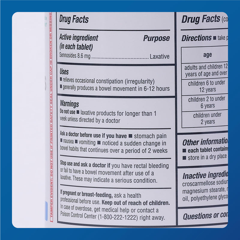 MAJOR Senna 8.6 mg Natural Vegetable Laxative Tablets - 1000-Count (1-Pack) | Gentle Plant-Based Relief