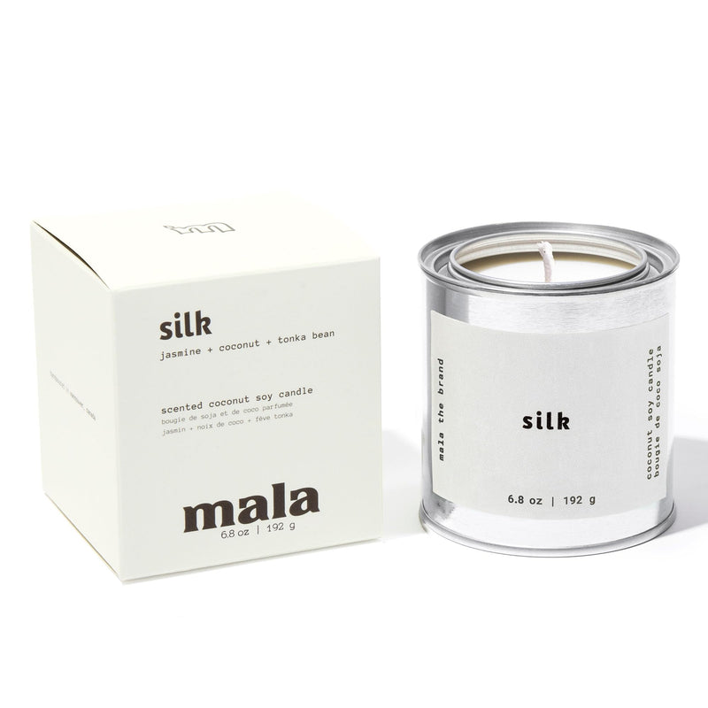 MALA Scented Silk Tonka Bean Jasmine & Coconut - Vegan Soy Candle 6.8 oz