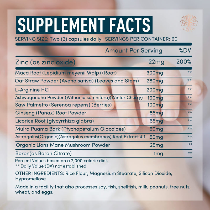 Male Fertility Supplement with Maca Root – 120 Capsules (2 Month Supply) | 3rd Party Tested