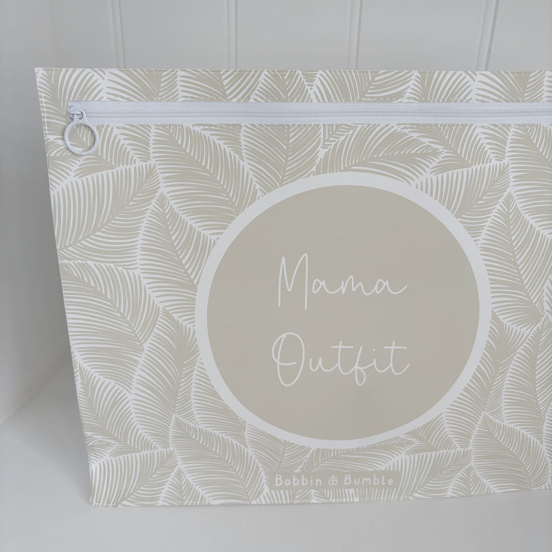 Hospital Bag Organiser Pouches - Unisex Beige Leaf Print