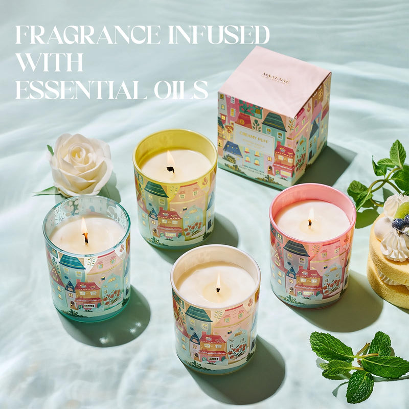 M&SENSE Sandalwood Mint Soy Candle – 10.2 oz, 60h Burn, Non-Toxic