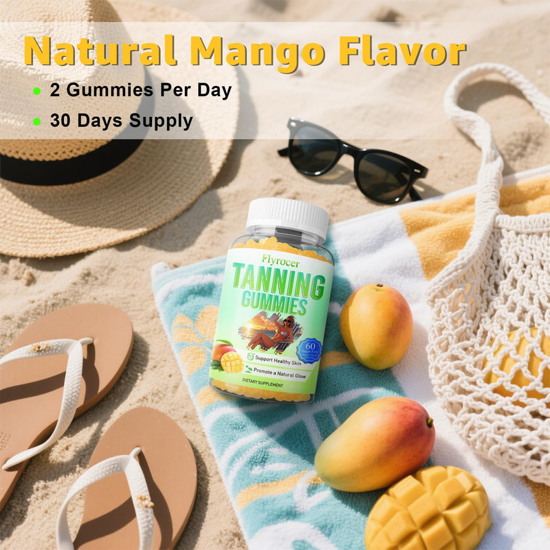 Tanning Gummies for Women & Men – Mango Flavor with Astaxanthin, Lycopene & Beta Carotene