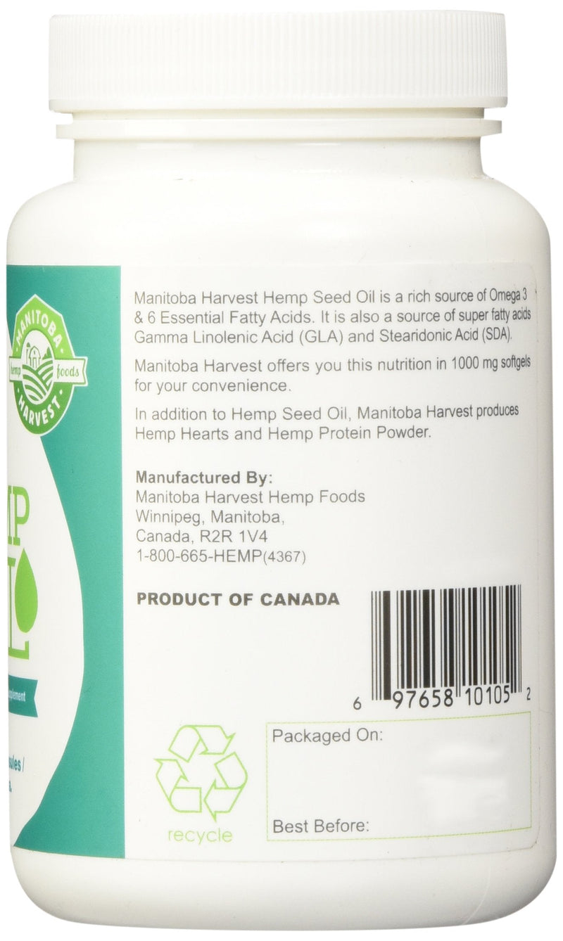 Manitoba Harvest Hemp Oil Soft Gels - 60 Softgels (Pack of 3)