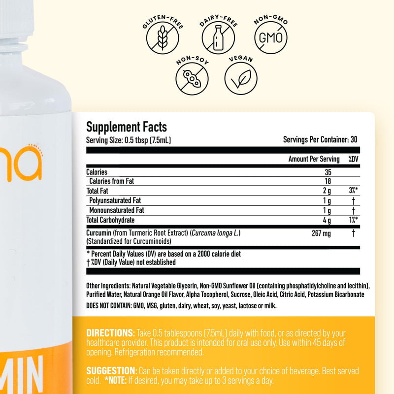 Manna Vitamins Evolved Liposomal Liquid Curcumin for Advanced Absorption – Daily Joint & Immune Health Support (3 Pack) – Vegan, Non-GMO, 95% Curcuminoids