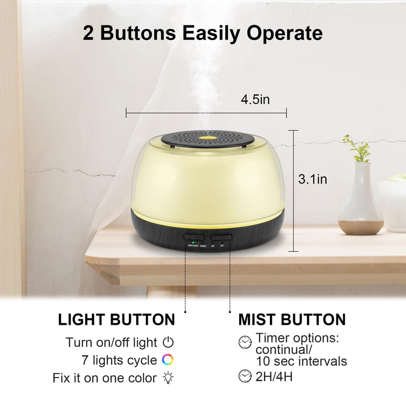 Marchred 300ML Essential Oil Diffuser - 8-Hour Aromatherapy with Remote, 7-Color LEDs, 4 Timer Settings