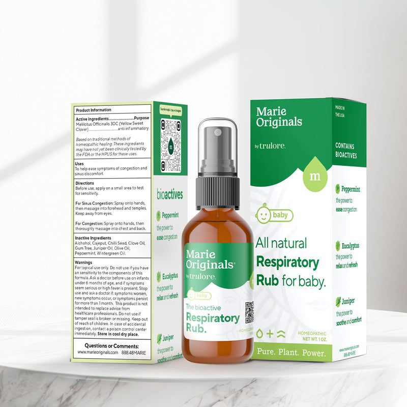 Marie Originals Natural Respiratory Baby Chest Rub | Breathe Essential Oil Blend for Babies & Toddlers | Petroleum Free, 1oz