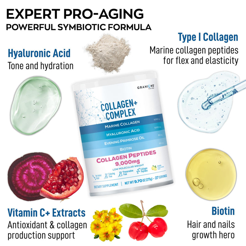 Marine Collagen Powder – Pink Lemonade 9.7oz | Type I Hydrolyzed Marine Collagen Peptides