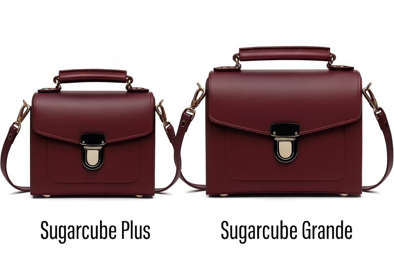 Handmade Leather Sugarcube Handbag - Marsala Red