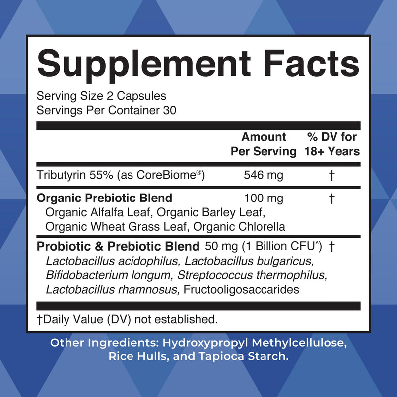 MaryRuth’s Complete Gut Health+ Capsules | 5-Probiotic Blend + Corebiome® Butyrate | Vegan GI Support | 30 Servings