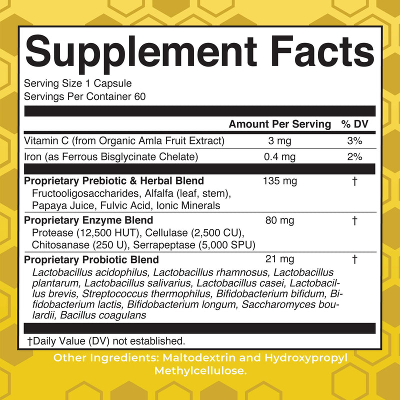 MaryRuth Organics Gut Flora Health+ Enzymes | 60 Capsules | Probiotic Digestive Enzymes