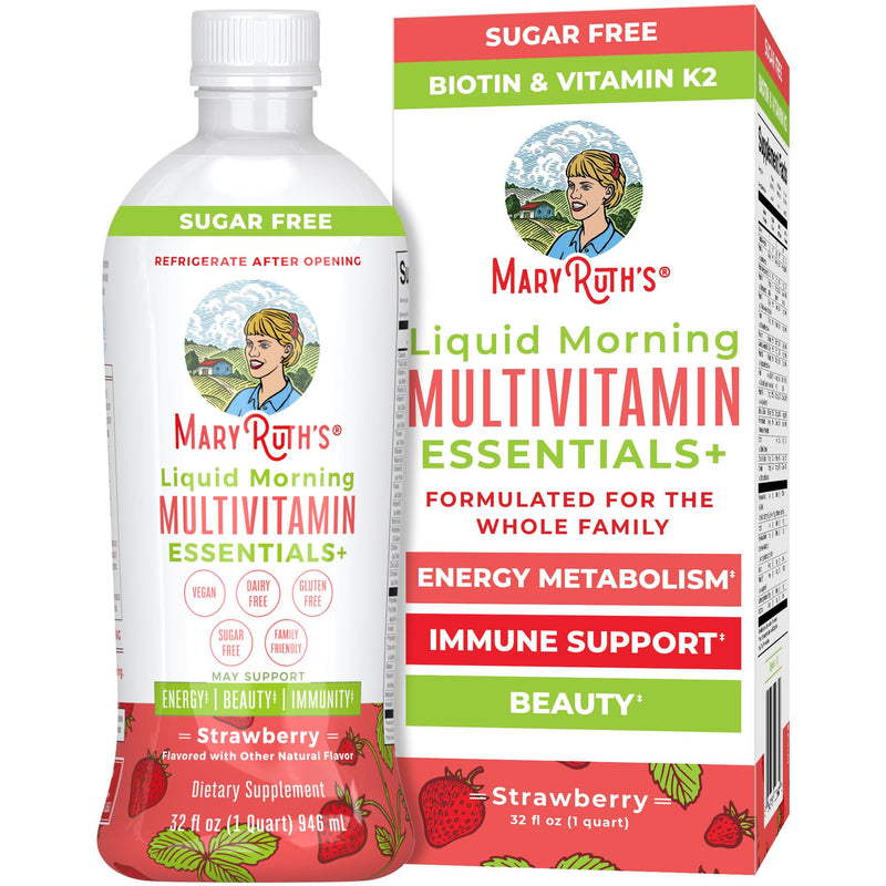 MaryRuth Organics Liquid Morning Multivitamin Essentials+ | Immune Support | Sugar Free | Vegan | 32 Fl Oz