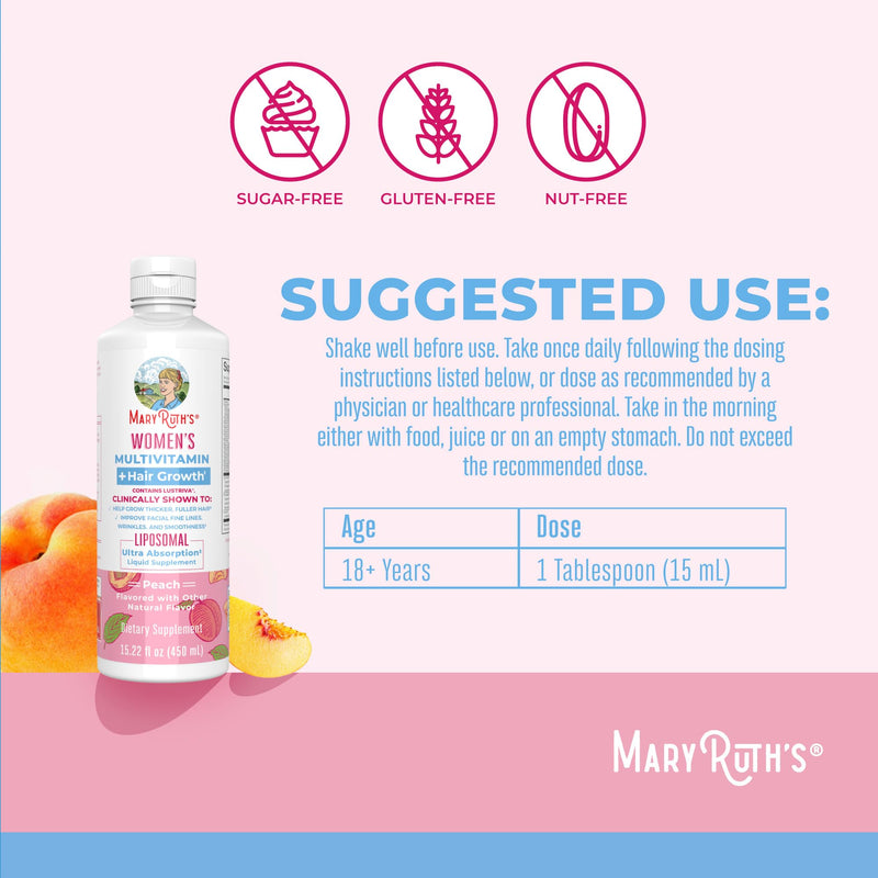 MaryRuth Organics Lustriva Hair Growth Liposomal Multivitamin | Biotin 10000 mcg