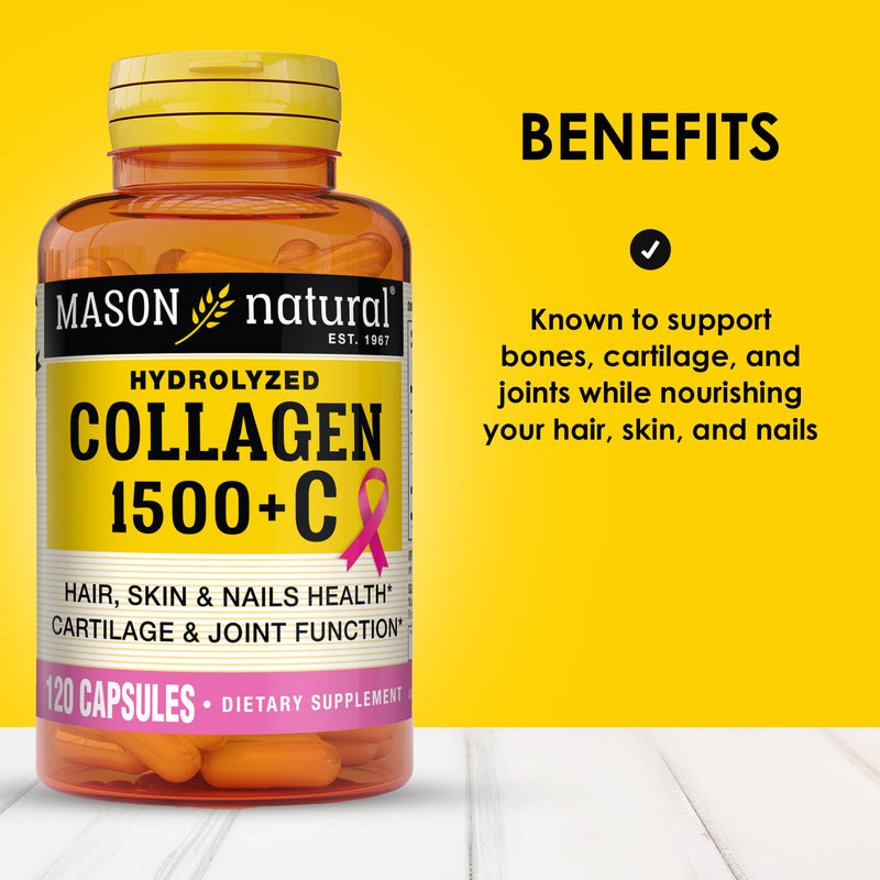 Mason Natural 1500mg Collagen with Vitamin C, Biotin & Calcium – 40 Day Supply (Pack of 2)