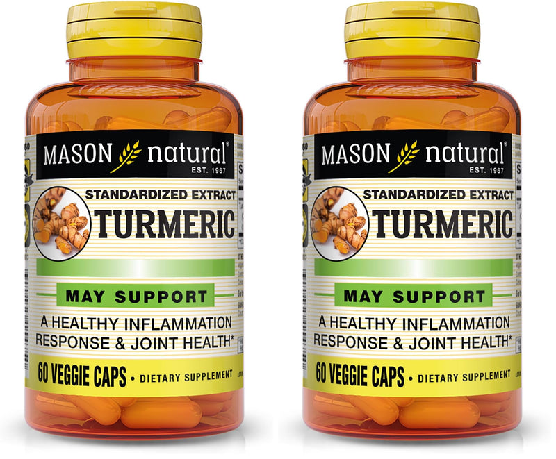 Mason Natural Turmeric 500 mg – 95% Curcuminoids, Joint Support, 60 Veggie Capsules (Pack of 2)