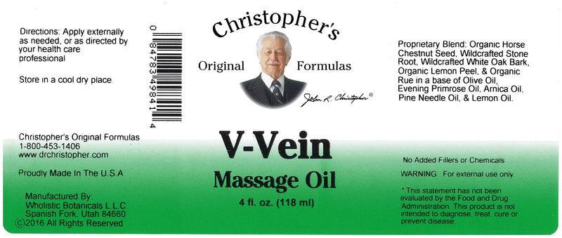 Christopher's Original Formulas V-Vein Massage Oil - 4 fl oz | Herbal Topical Oil for Skin & Massage Care