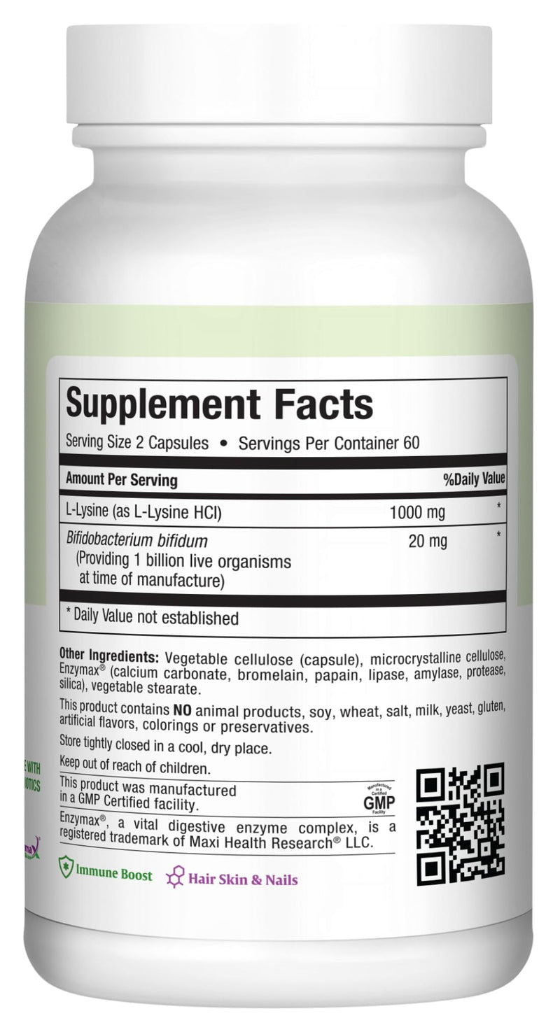 Maxi Health Lysine Complex with Probiotics - L-Lysine 1000mg | 60 Capsules