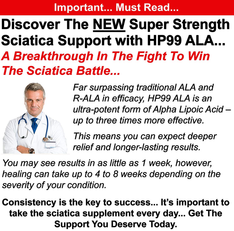 Sciatica Nerve Relief Supplement - 600 mg Alpha Lipoic Acid | Maximum Strength ALA Sciatic Support (120 Capsules)