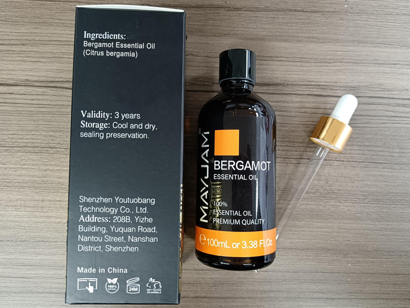 MAYJAM Bergamot Fragrance Oil 100ml with Glass Dropper - Diffuser