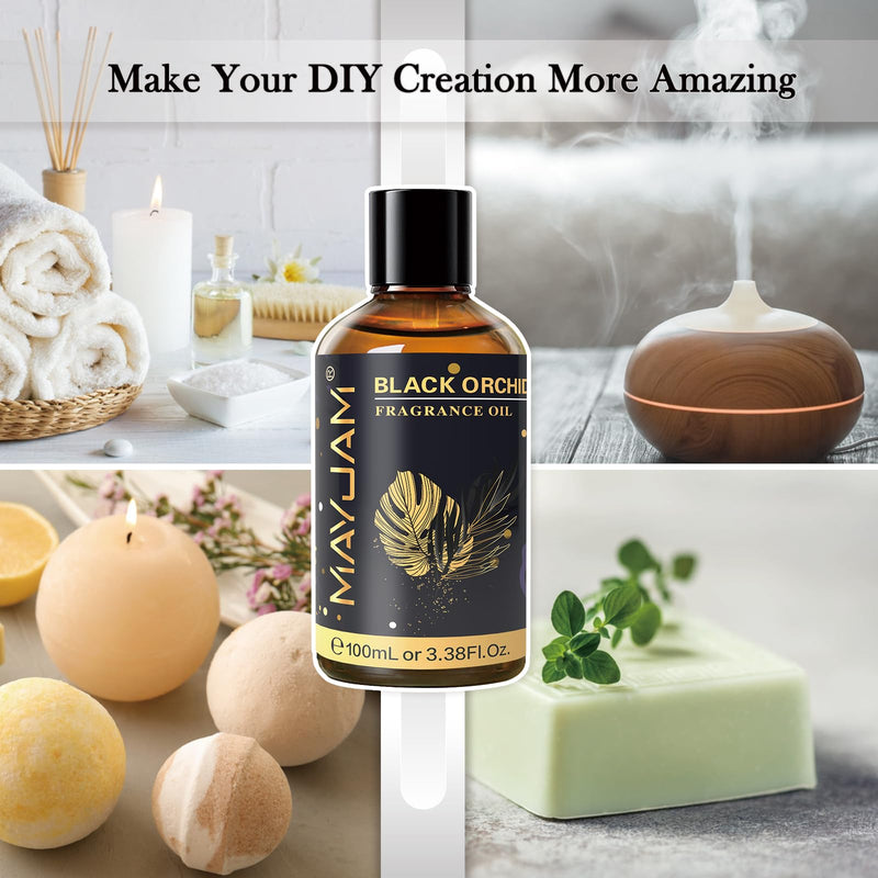 MAYJAM 100ML Black Orchid Fragrance Oil with Glass Dropper – Diffuser, Soap & Candle Making