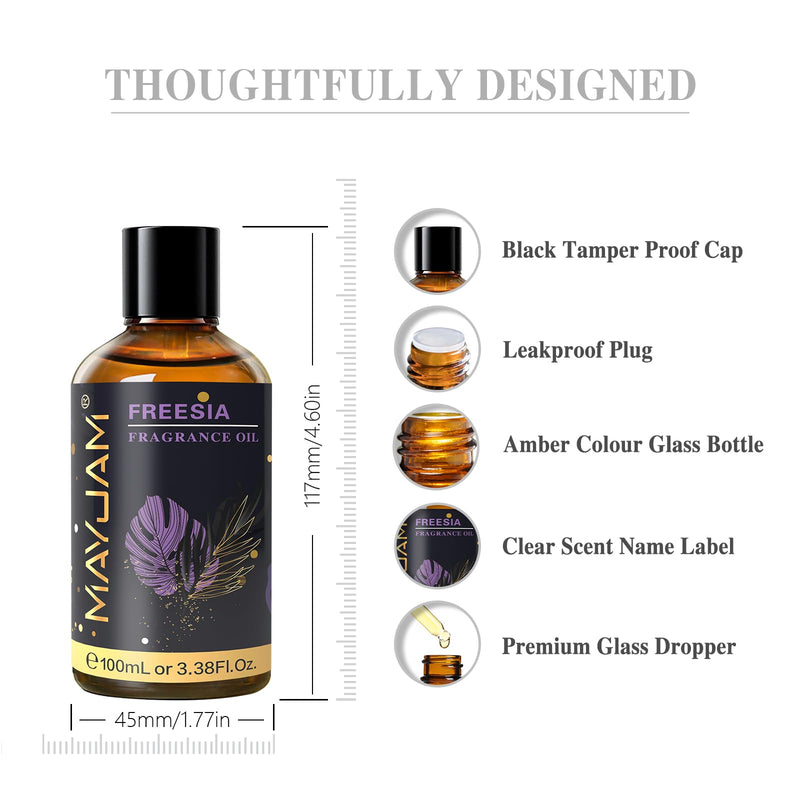MAYJAM Freesia Fragrance Oil 100ml – Glass Dropper for Diffusers, Soap & Candle Making