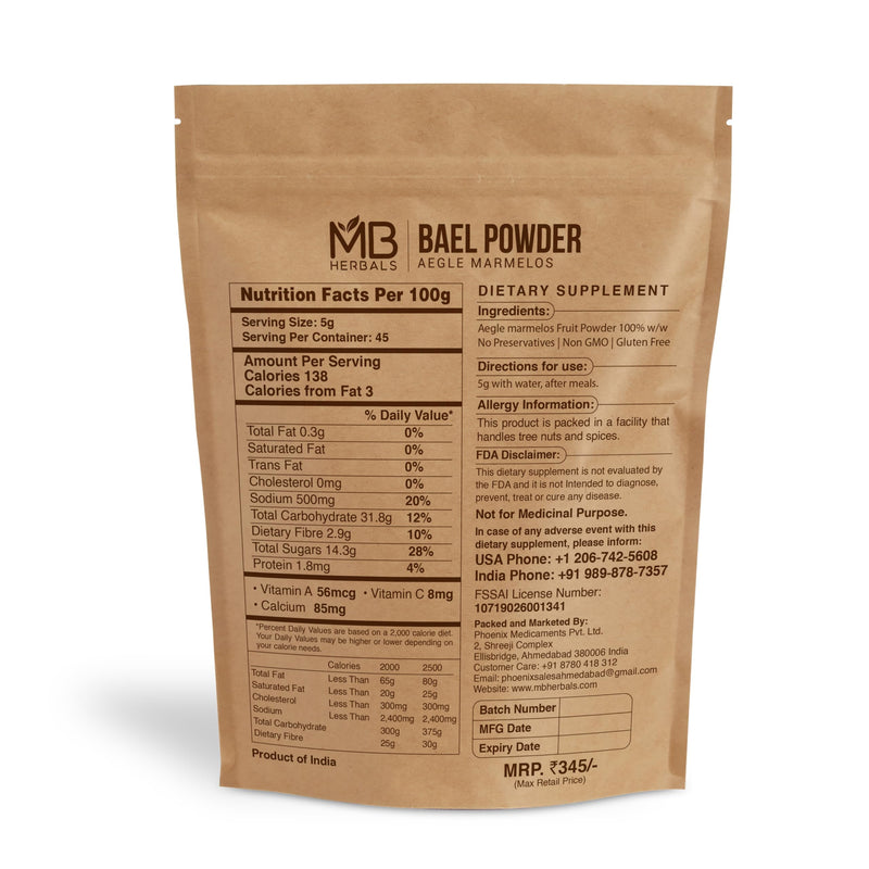 MB Herbals Bael Powder 8 oz (227 g) | Bael Fruit Powder