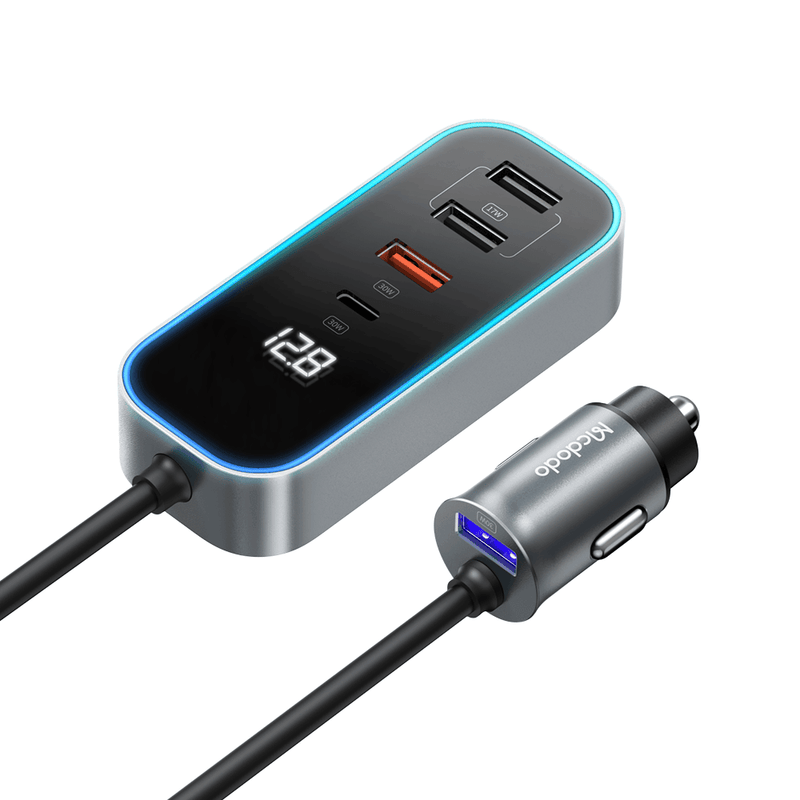 Mcdodo 107W Digital Display Multi-Port Fast Car Charger USB 1.5m Extension Cable