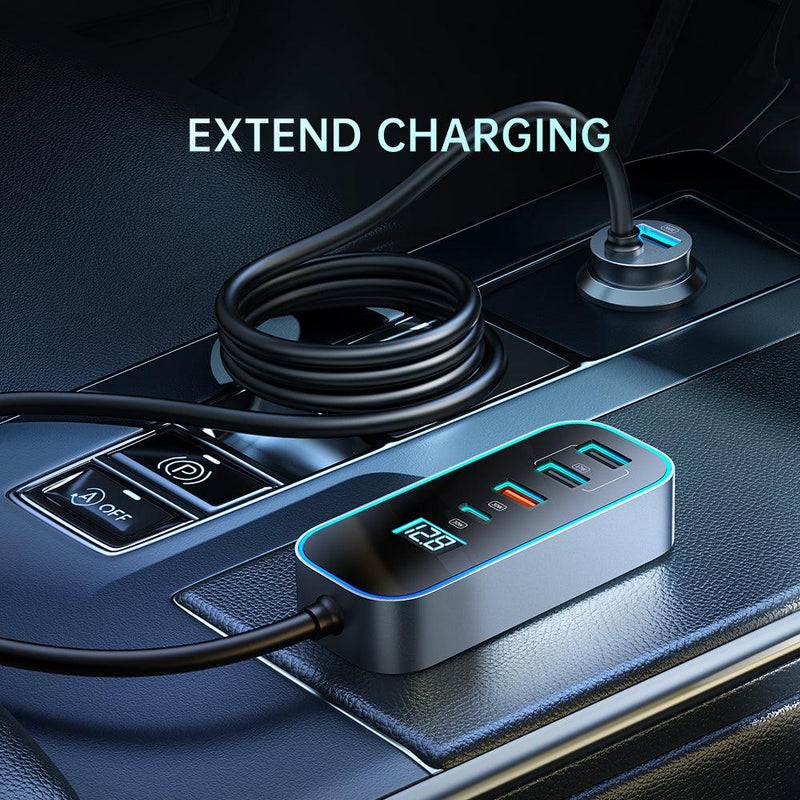 Mcdodo 107W Digital Display Multi-Port Fast Car Charger USB 1.5m Extension Cable