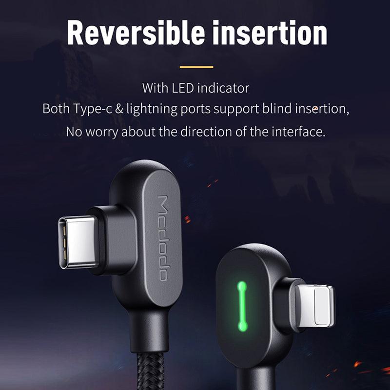 Mcdodo Right Angle USB-C to Lightning Fast Charging Gaming Cable 36W PD