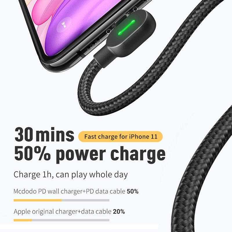 Mcdodo Right Angle USB-C to Lightning Fast Charging Gaming Cable 36W PD