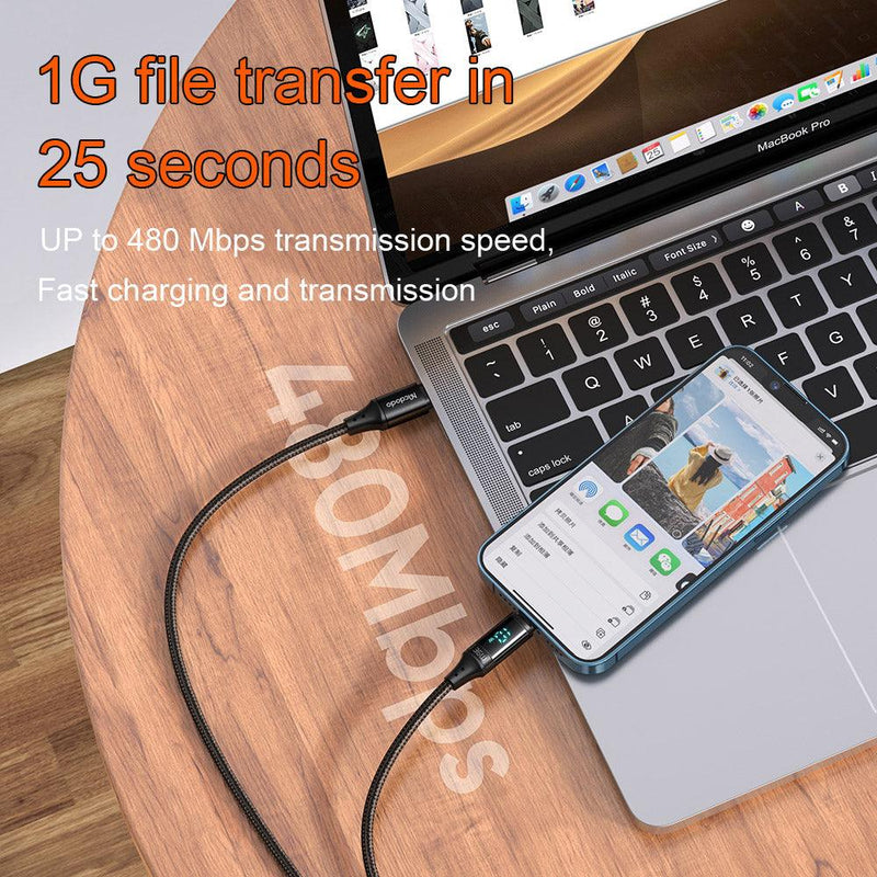 Mcdodo LED Digital Display USB-C To Lightning Fast Charger Cable 36W PD 3A Charging