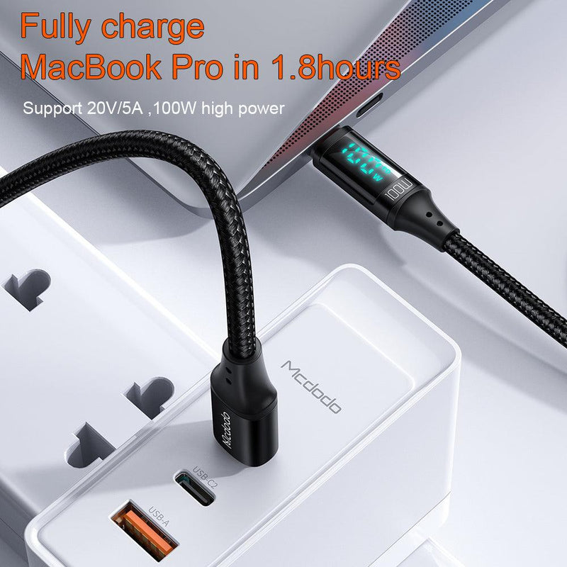 Mcdodo LED Digital Display 100W USB-C to USB-C Fast Charger Cable PD 5A Charging
