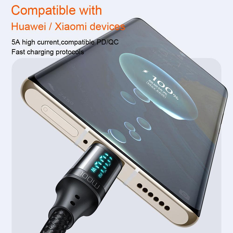 Mcdodo LED Digital Display 100W USB-C to USB-C Fast Charger Cable PD 5A Charging