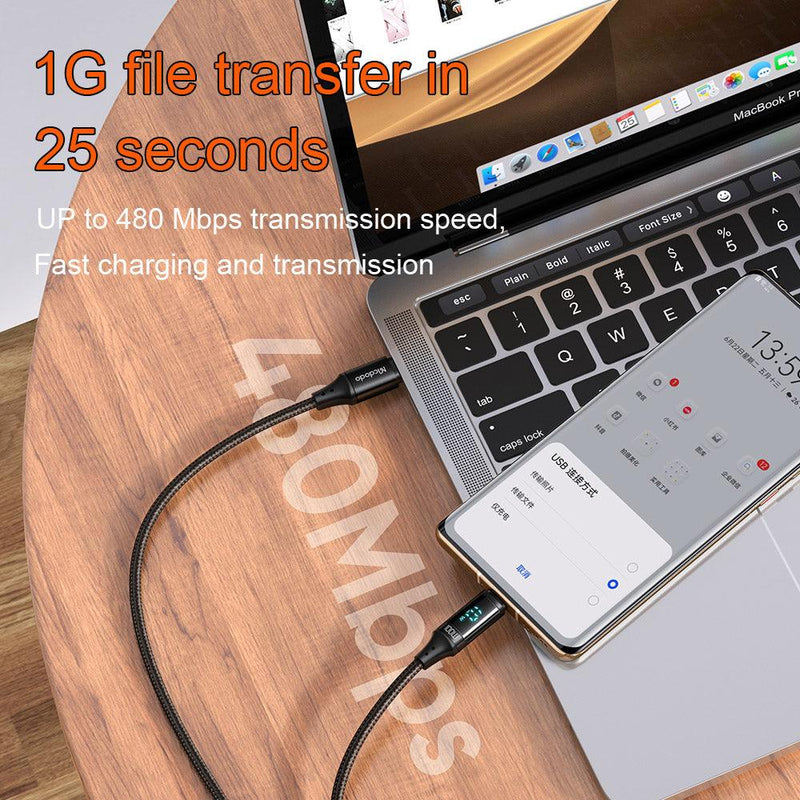 Mcdodo LED Digital Display 100W USB-C to USB-C Fast Charger Cable PD 5A Charging