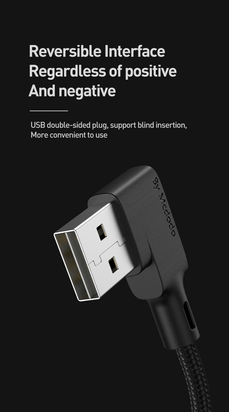 Mcdodo Right Angle Spring Coil USB-C Fast Charger Cable 3A Charging 1.8m