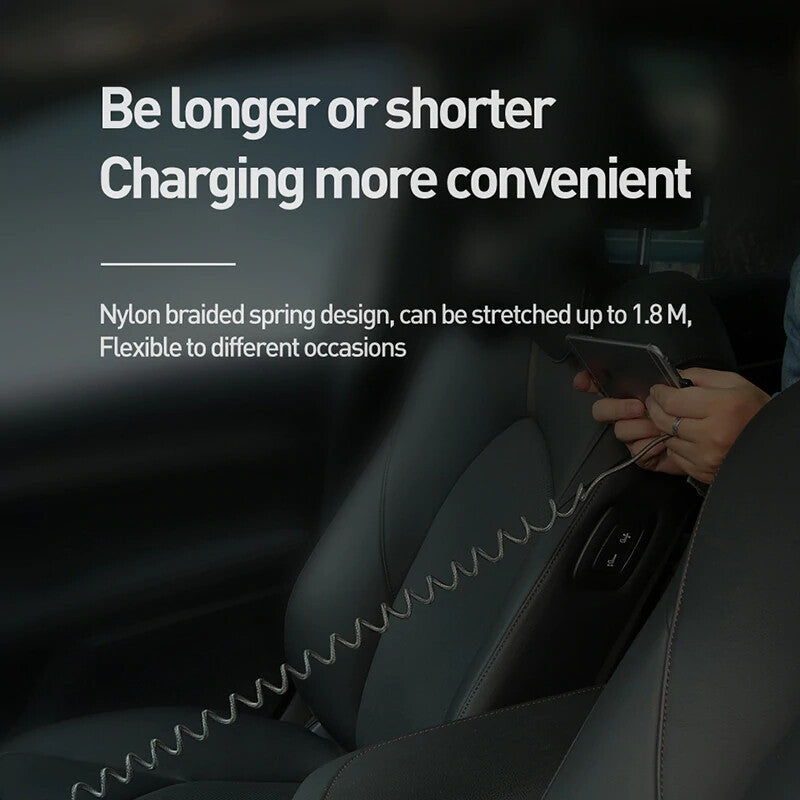 Mcdodo Right Angle Spring Coil USB-C Fast Charger Cable 3A Charging 1.8m