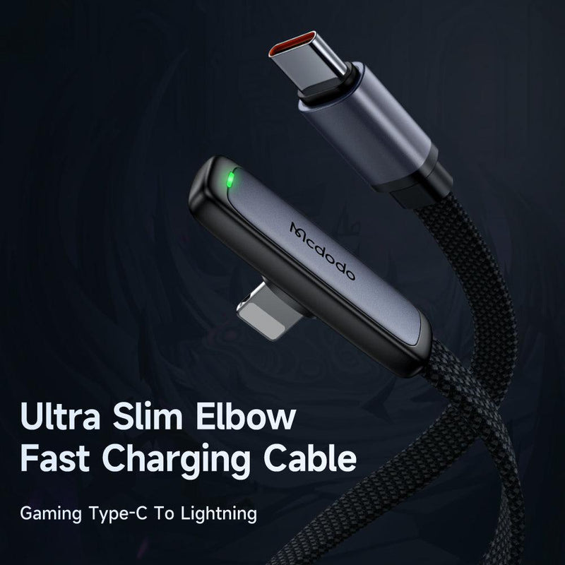 Mcdodo Right Angle Flat USB-C to Lightning Fast Charging Gaming Cable 36W