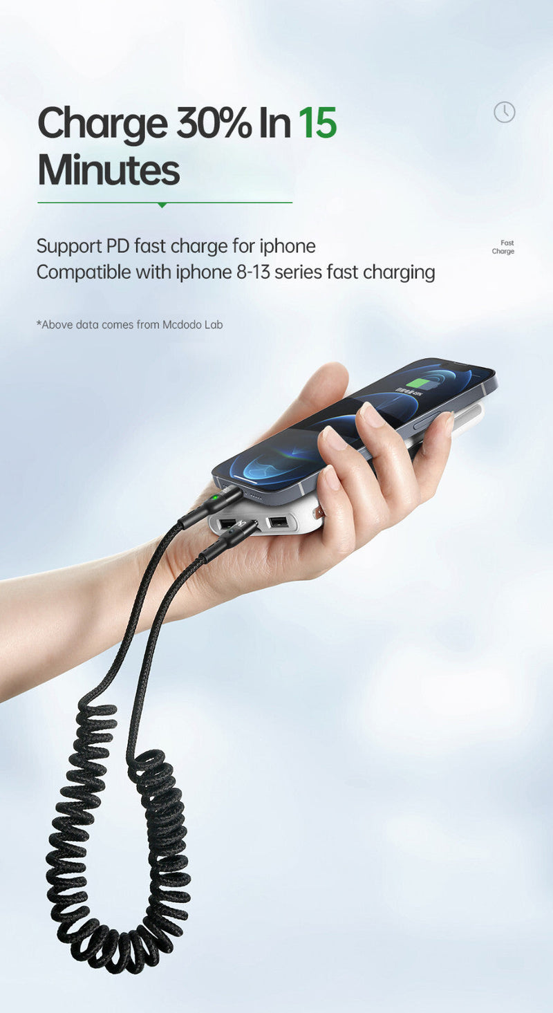 Mcdodo Spring Coil 36W PD USB-C to Lightning Cable Fast Charging 1.8m