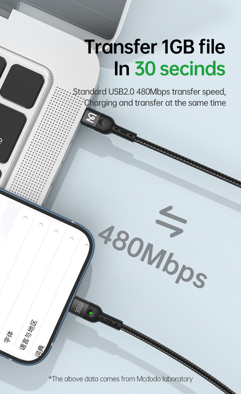 Mcdodo Spring Coil 36W PD USB-C to Lightning Cable Fast Charging 1.8m