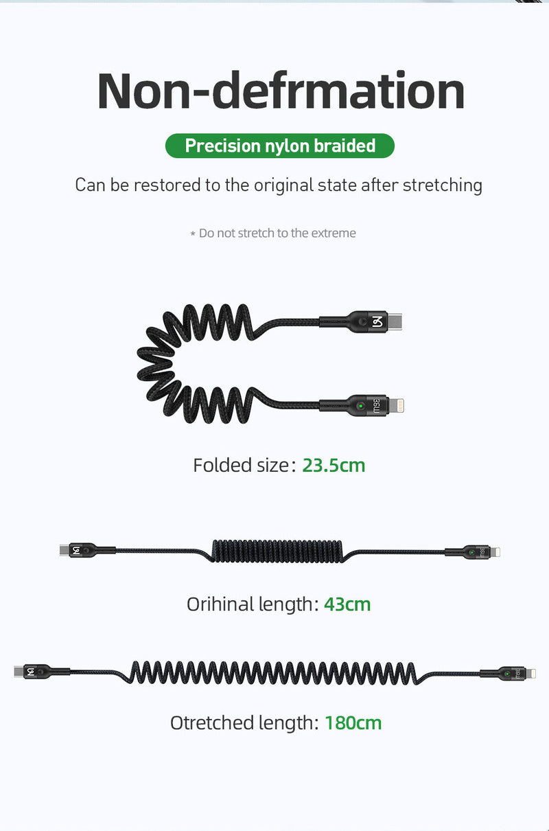 Mcdodo Spring Coil 36W PD USB-C to Lightning Cable Fast Charging 1.8m