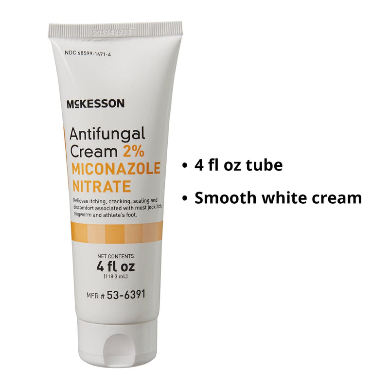 McKesson Antifungal Cream 2% Miconazole Nitrate — 4 oz Tube (3 Count) for Itching, Burning & Cracking