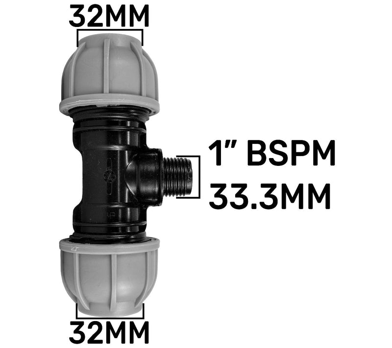 IBC 2” S60X6 Cap with 32mm MDPE Tee