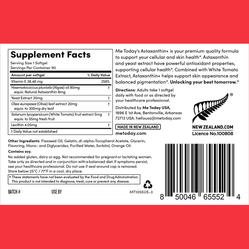 Me Today Complex Astaxanthin+ 8mg Softgels | Antioxidant Support for Skin Health & Cellular Wellness